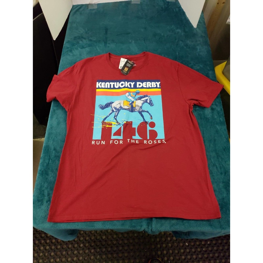Kentucky Derby Run For The Roses Mens Red Short Sleeve T-Shirt Extra Large NWT